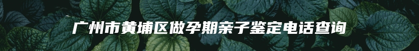 广州市黄埔区做孕期亲子鉴定电话查询