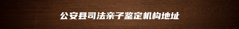 公安县司法亲子鉴定机构地址