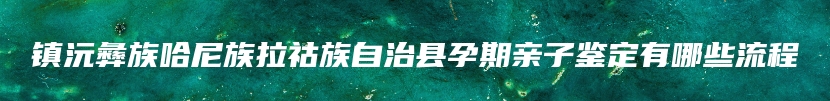 镇沅彝族哈尼族拉祜族自治县孕期亲子鉴定有哪些流程