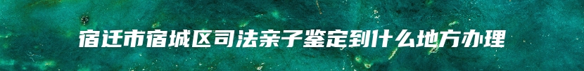 宿迁市宿城区司法亲子鉴定到什么地方办理