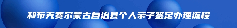 和布克赛尔蒙古自治县个人亲子鉴定办理流程