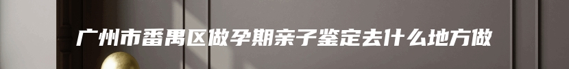 广州市番禺区做孕期亲子鉴定去什么地方做