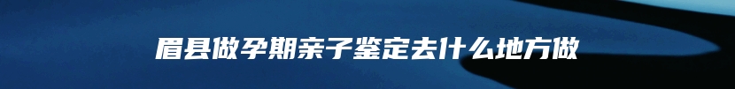 眉县做孕期亲子鉴定去什么地方做