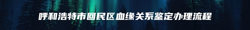 呼和浩特市回民区血缘关系鉴定办理流程