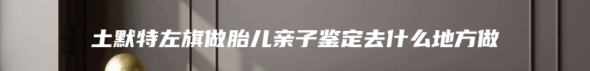 土默特左旗做胎儿亲子鉴定去什么地方做