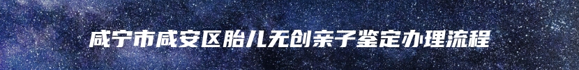 咸宁市咸安区胎儿无创亲子鉴定办理流程