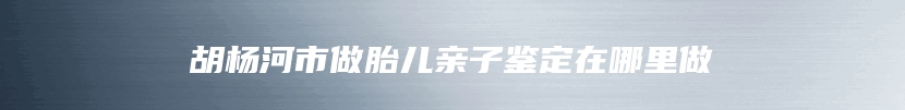 胡杨河市做胎儿亲子鉴定在哪里做