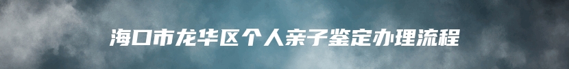 海口市龙华区个人亲子鉴定办理流程