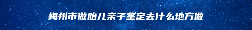 梅州市做胎儿亲子鉴定去什么地方做