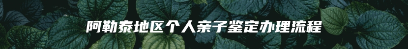 阿勒泰地区个人亲子鉴定办理流程
