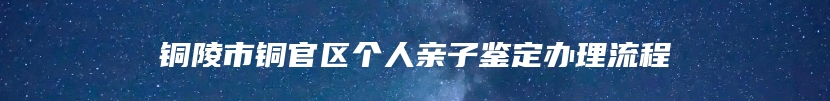 铜陵市铜官区个人亲子鉴定办理流程