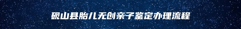 砚山县胎儿无创亲子鉴定办理流程