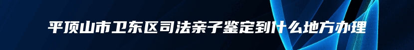 平顶山市卫东区司法亲子鉴定到什么地方办理