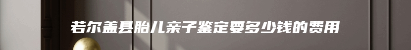 若尔盖县胎儿亲子鉴定要多少钱的费用