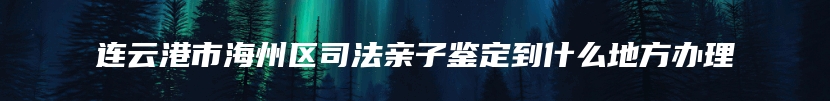 连云港市海州区司法亲子鉴定到什么地方办理