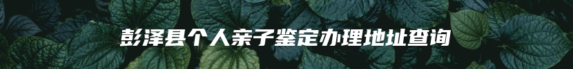 彭泽县个人亲子鉴定办理地址查询