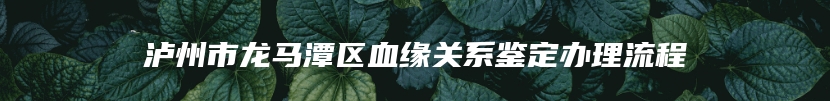 泸州市龙马潭区血缘关系鉴定办理流程
