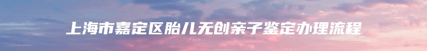 上海市嘉定区胎儿无创亲子鉴定办理流程