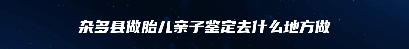 杂多县做胎儿亲子鉴定去什么地方做