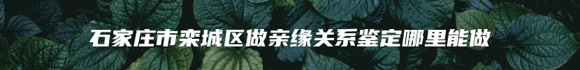 石家庄市栾城区做亲缘关系鉴定哪里能做