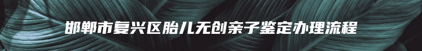 邯郸市复兴区胎儿无创亲子鉴定办理流程
