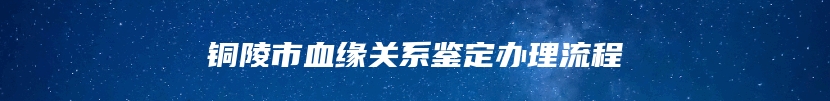 铜陵市血缘关系鉴定办理流程