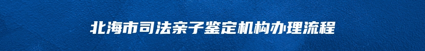 北海市司法亲子鉴定机构办理流程