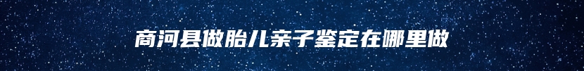 商河县做胎儿亲子鉴定在哪里做