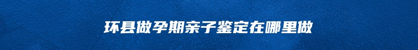 环县做孕期亲子鉴定在哪里做