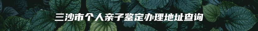 三沙市个人亲子鉴定办理地址查询