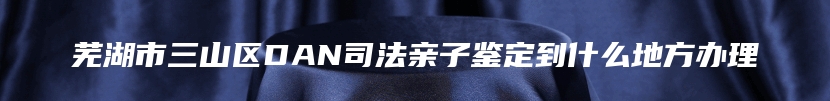 芜湖市三山区DAN司法亲子鉴定到什么地方办理