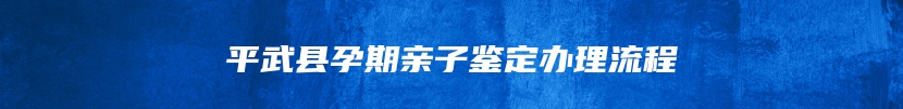 平武县孕期亲子鉴定办理流程