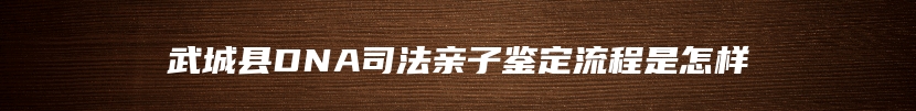 武城县DNA司法亲子鉴定流程是怎样