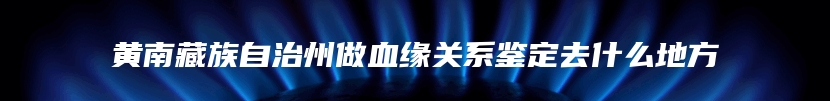 黄南藏族自治州做血缘关系鉴定去什么地方