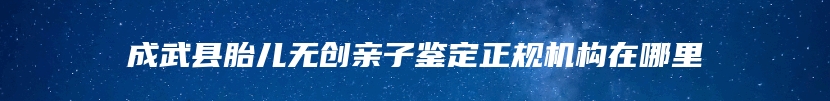 成武县胎儿无创亲子鉴定正规机构在哪里