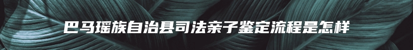 巴马瑶族自治县司法亲子鉴定流程是怎样