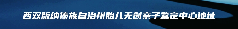 西双版纳傣族自治州胎儿无创亲子鉴定中心地址