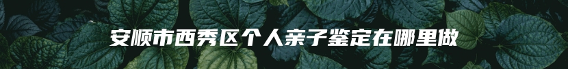 安顺市西秀区个人亲子鉴定在哪里做