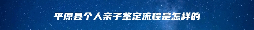 平原县个人亲子鉴定流程是怎样的