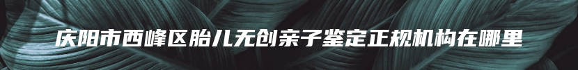 庆阳市西峰区胎儿无创亲子鉴定正规机构在哪里