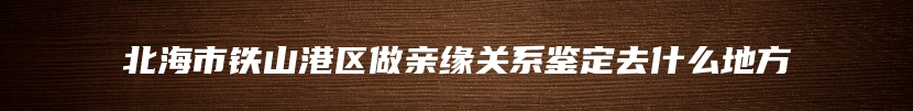 北海市铁山港区做亲缘关系鉴定去什么地方