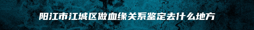 阳江市江城区做血缘关系鉴定去什么地方