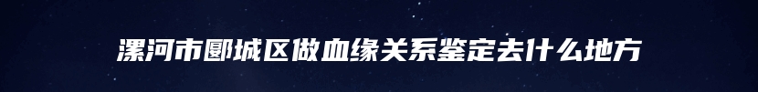 漯河市郾城区做血缘关系鉴定去什么地方