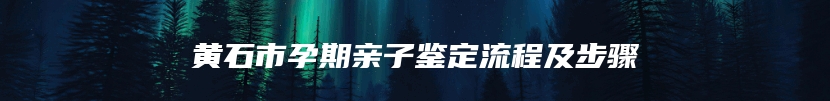 黄石市孕期亲子鉴定流程及步骤