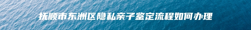 抚顺市东洲区隐私亲子鉴定流程如何办理