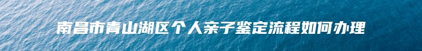 南昌市青山湖区个人亲子鉴定流程如何办理