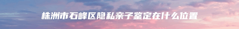 株洲市石峰区隐私亲子鉴定在什么位置