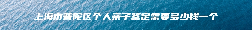 上海市普陀区个人亲子鉴定需要多少钱一个