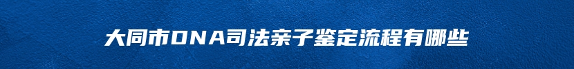 大同市DNA司法亲子鉴定流程有哪些