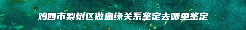 鸡西市梨树区做血缘关系鉴定去哪里鉴定